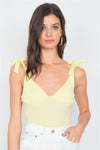 Yellow Knot Shoulder V-Neck Thong Snap Bodysuit /3-2-1