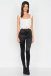 Off-White Frill Lace Trim Button Top /4-2-1