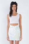 Lime Denim Tie Dye Jean Mini Skirt  /3-2-1