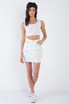 Lime Denim Tie Dye Jean Mini Skirt  /4-2-1