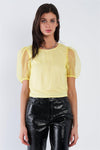 Yellow Sheer Puff Sleeve Retro Top  /3-2-1