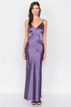 Eggplant Satin Elegant Double Slit Sleeveless Maxi Dress /3-2-1