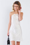 Silk Pearl White Semi-Sheer Halter Neck Open Back Classic Mini Dress  /3-2-1