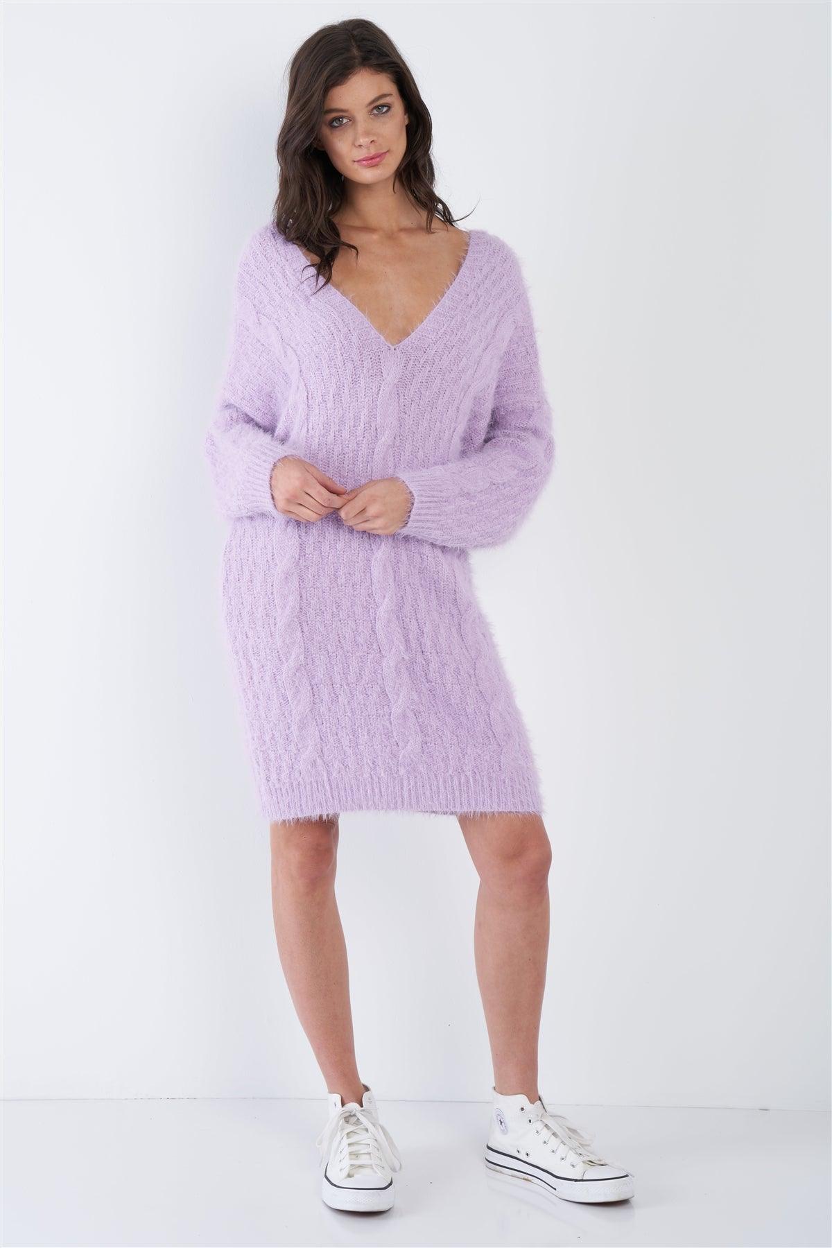 Purple Fuzzy Sweater Dress /4-2-1