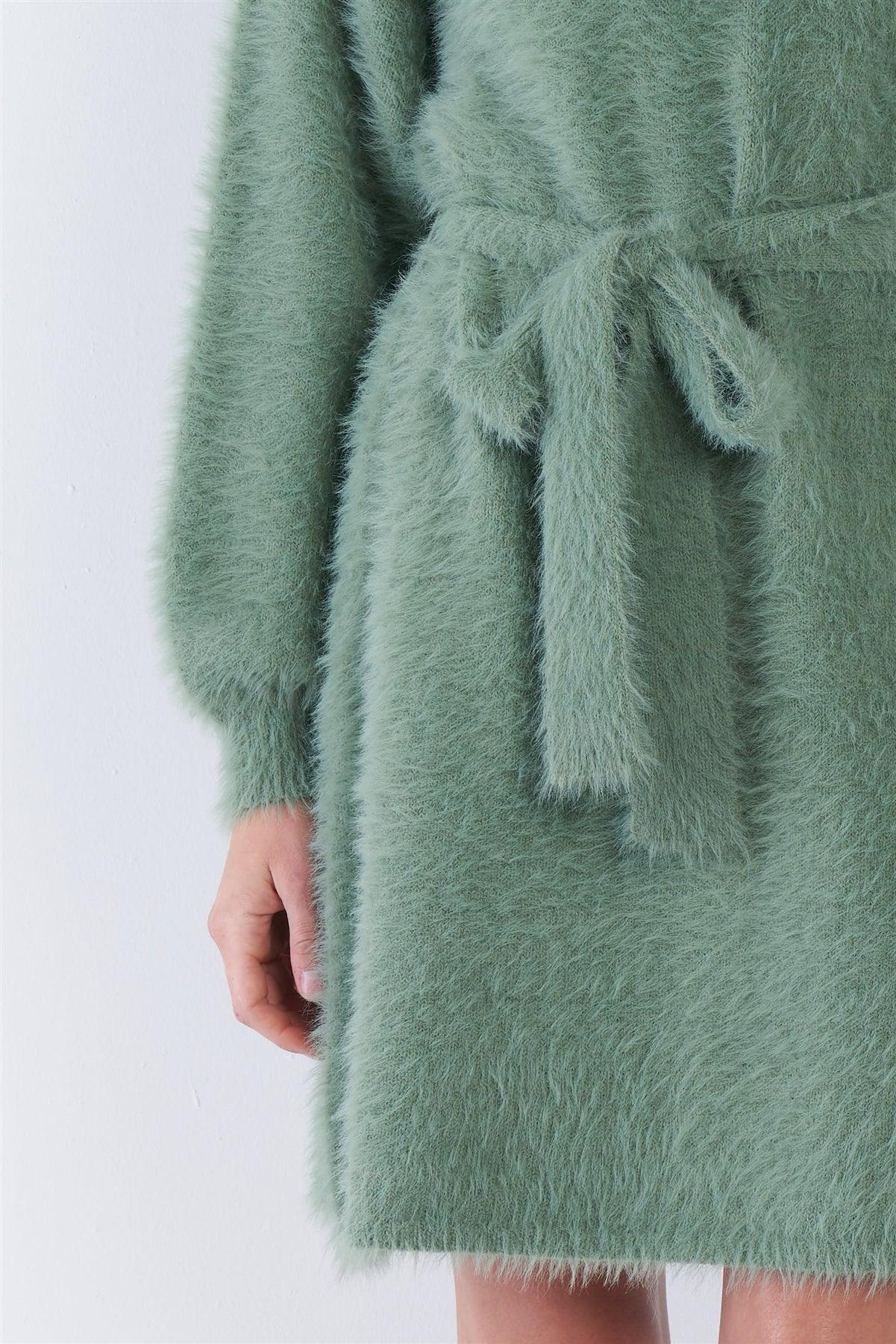 Sage Fuzzy Sweater Dress /3-2-1