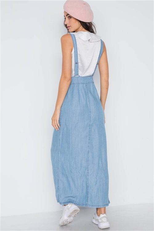 Denim High Waist Maxi Suspender Overall Skirt /1-2-2