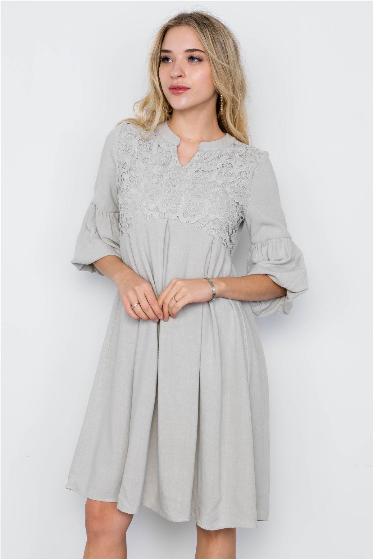 Sage Crochet Combo Boho Dress / 2-2-2