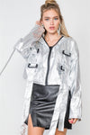 Silver Cropped Lightweight Long Sleeve Jacket / 2-2-2