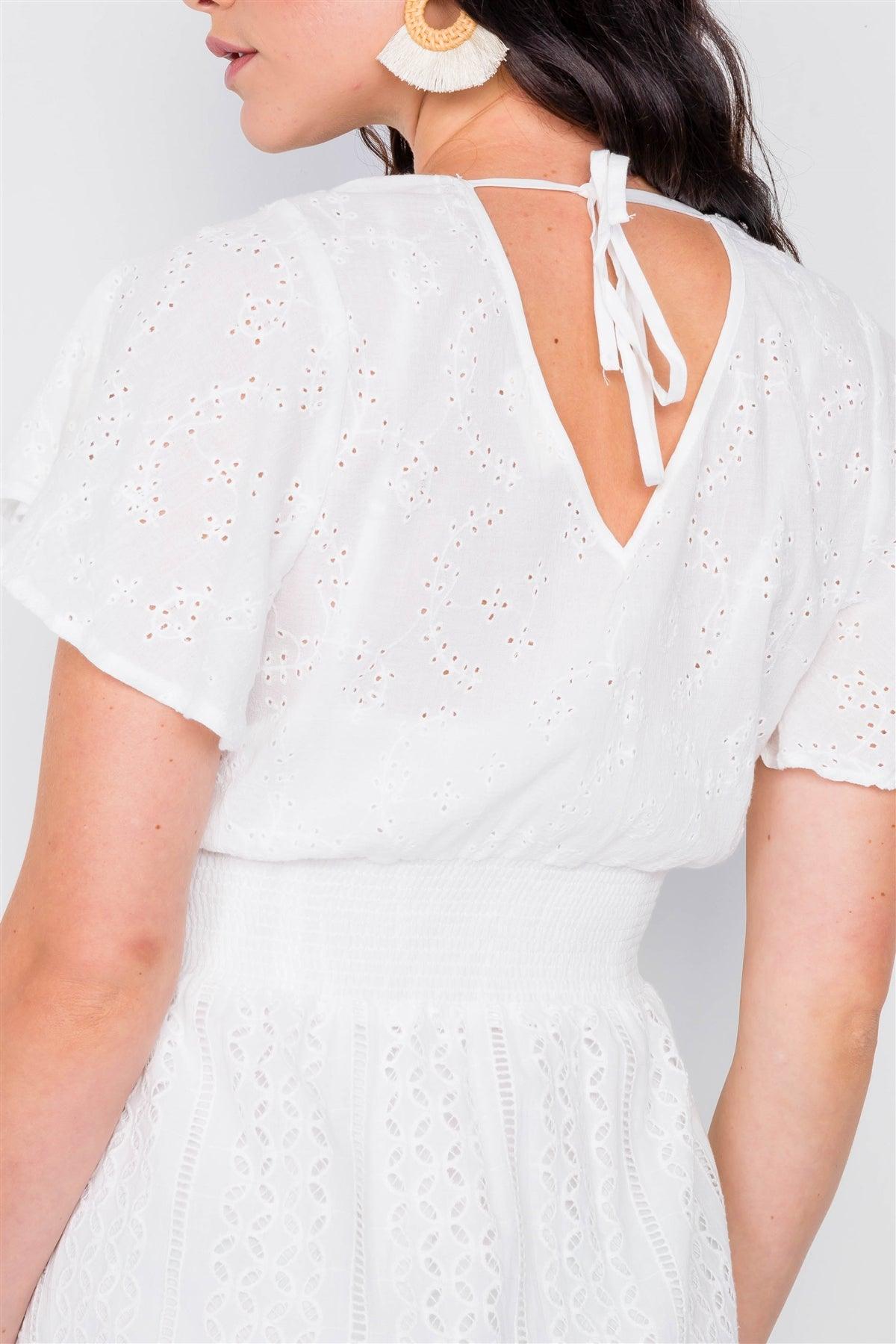 Off White Eyelet Midi Dress  /2-2-2