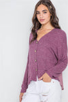 Berry Long Sleeve Knit Button-Front Combo Cardigan /2-2-2