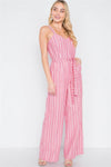 Pink Stripe Wide Leg Boho Jumpsuit /2-2-2