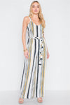 Black Mustard Stripe Wide Leg Jumpsuit /2-2-2