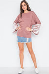 Rust Combo Velvet Sleeves Sweater /1-2-1