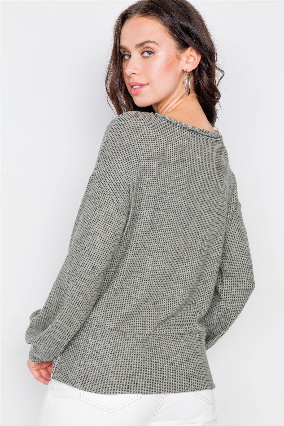 Moss Relaxed Pullover Long Sleeve Cross Front Top /2-2-2