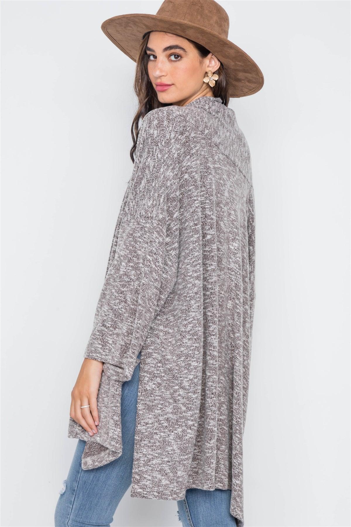 Redwood Heathered Open Front Soft Casual Cardigan /4-2