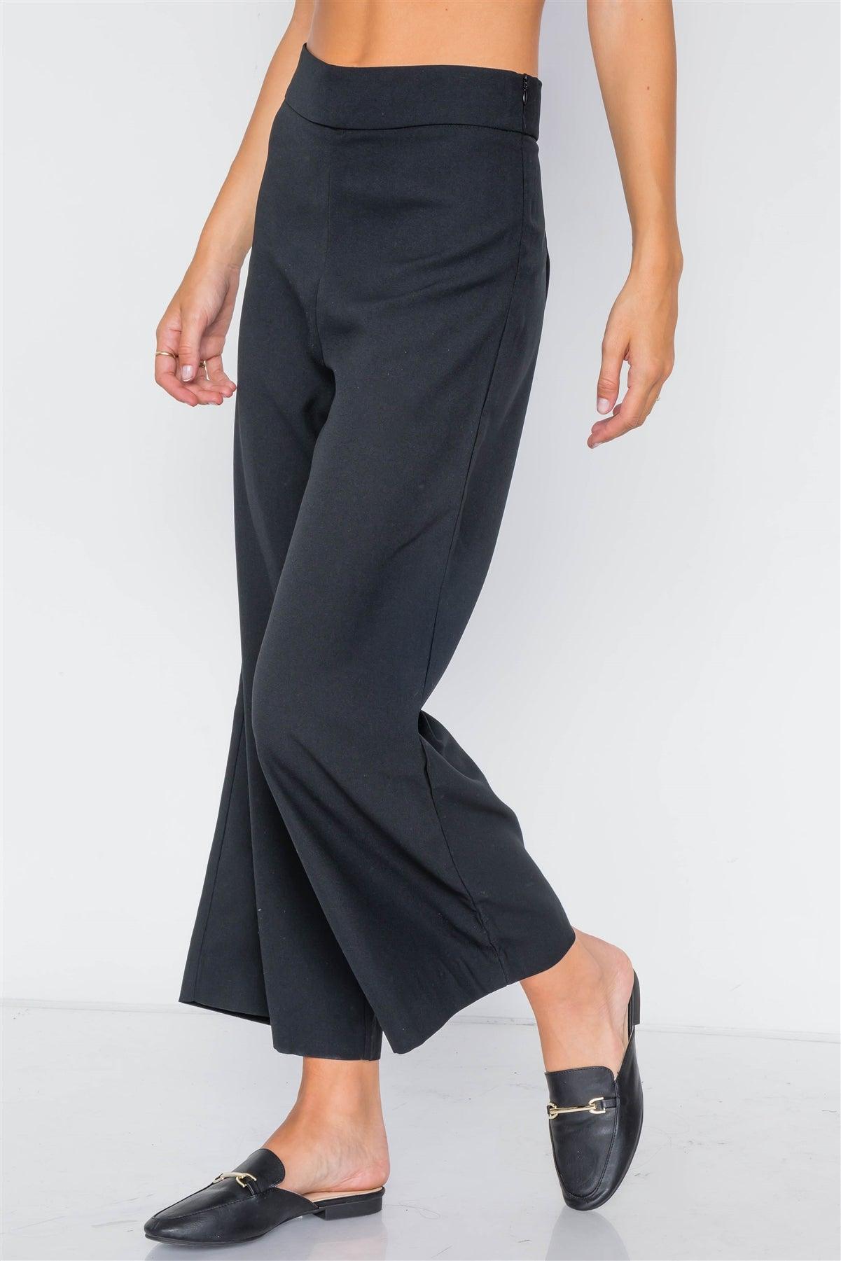 Black Wide Leg Ankle Length Pants /3-2-1