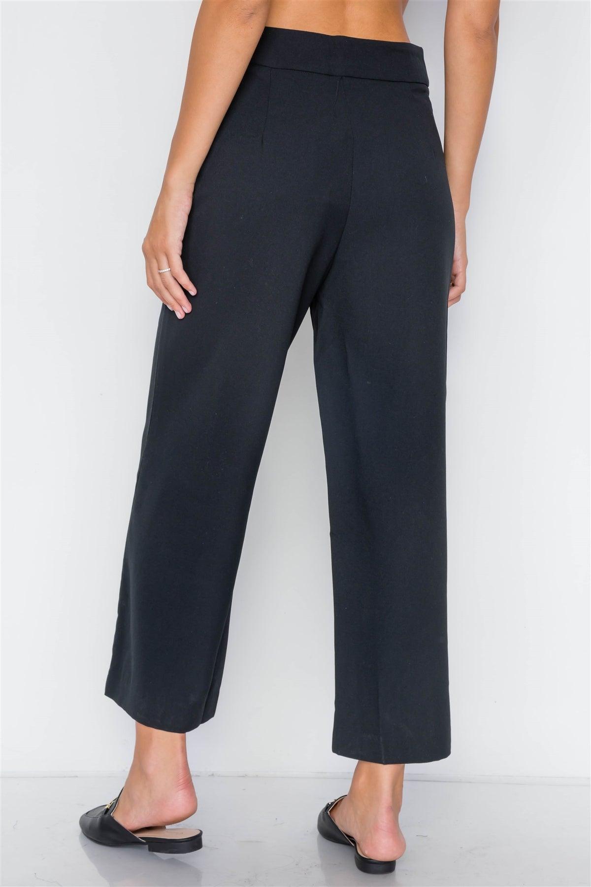 Black Wide Leg Ankle Length Pants /3-2-1