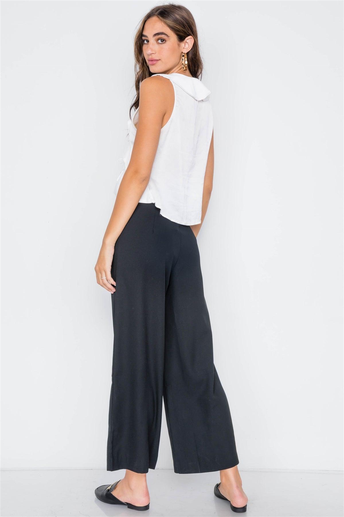 Black Wide Leg Ankle Length Pants /3-2-1