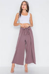 Plum High-Waist Front-Tie Wide Leg Pants /3-2-1