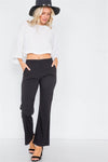 Black Wide Leg Ankle Mid Rise Pant  /3-2-1