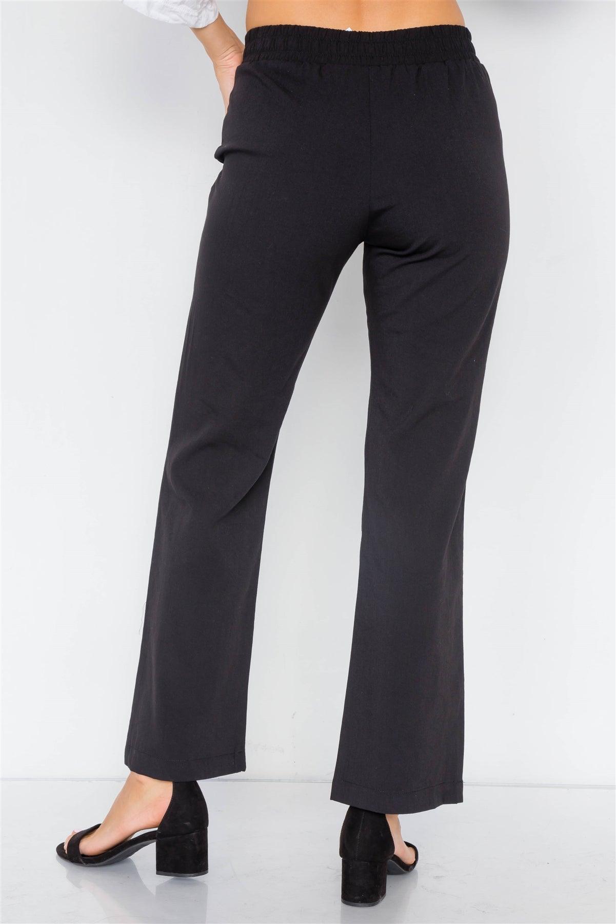 Black Wide Leg Ankle Mid Rise Pant  /3-2-1