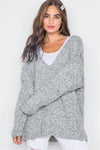 Dry Thyme Heathered Knit Long Sleeve Sweater /4-2