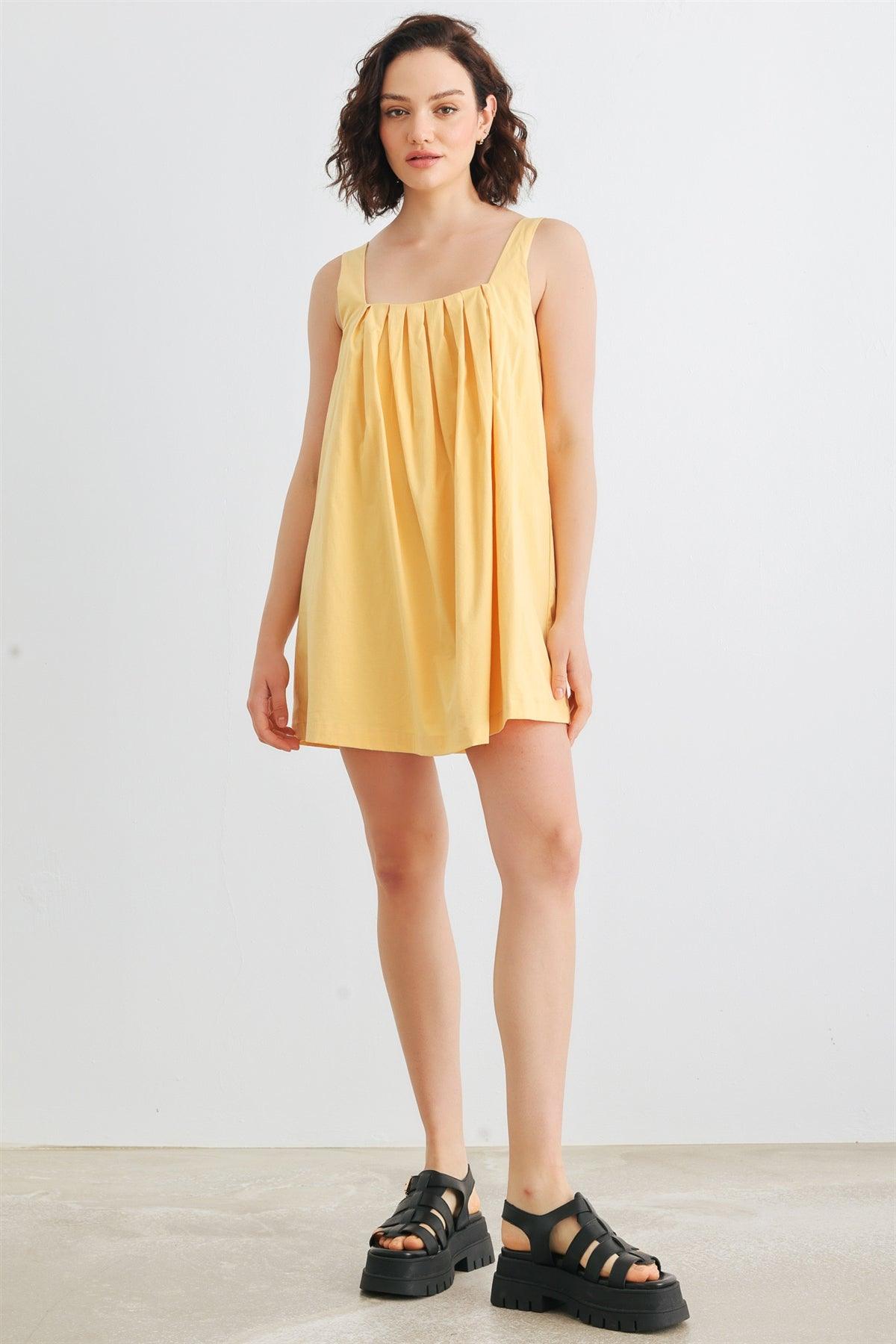 Dusty Yellow Cotton Sleeveless Mini Dress /1-3-2-1