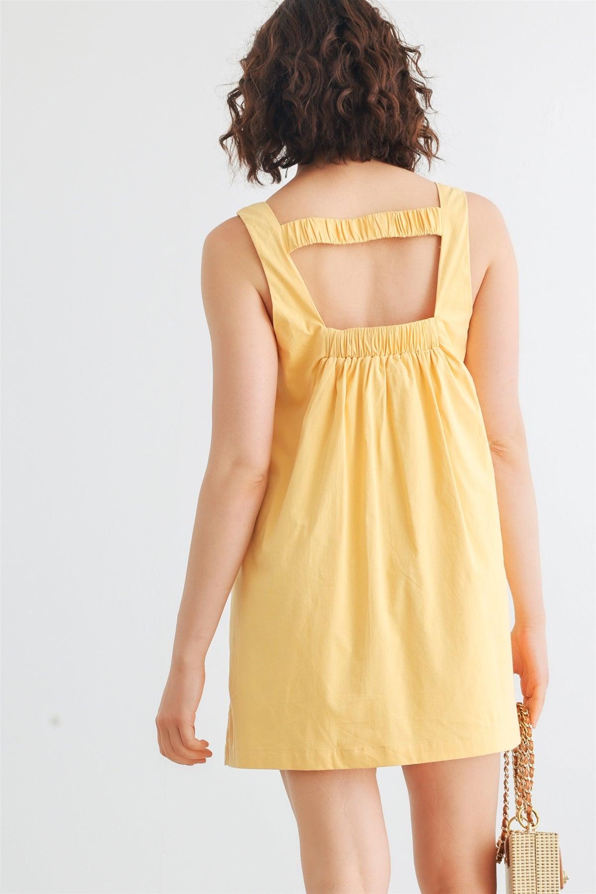 Dusty Yellow Cotton Sleeveless Mini Dress /1-3-2-1