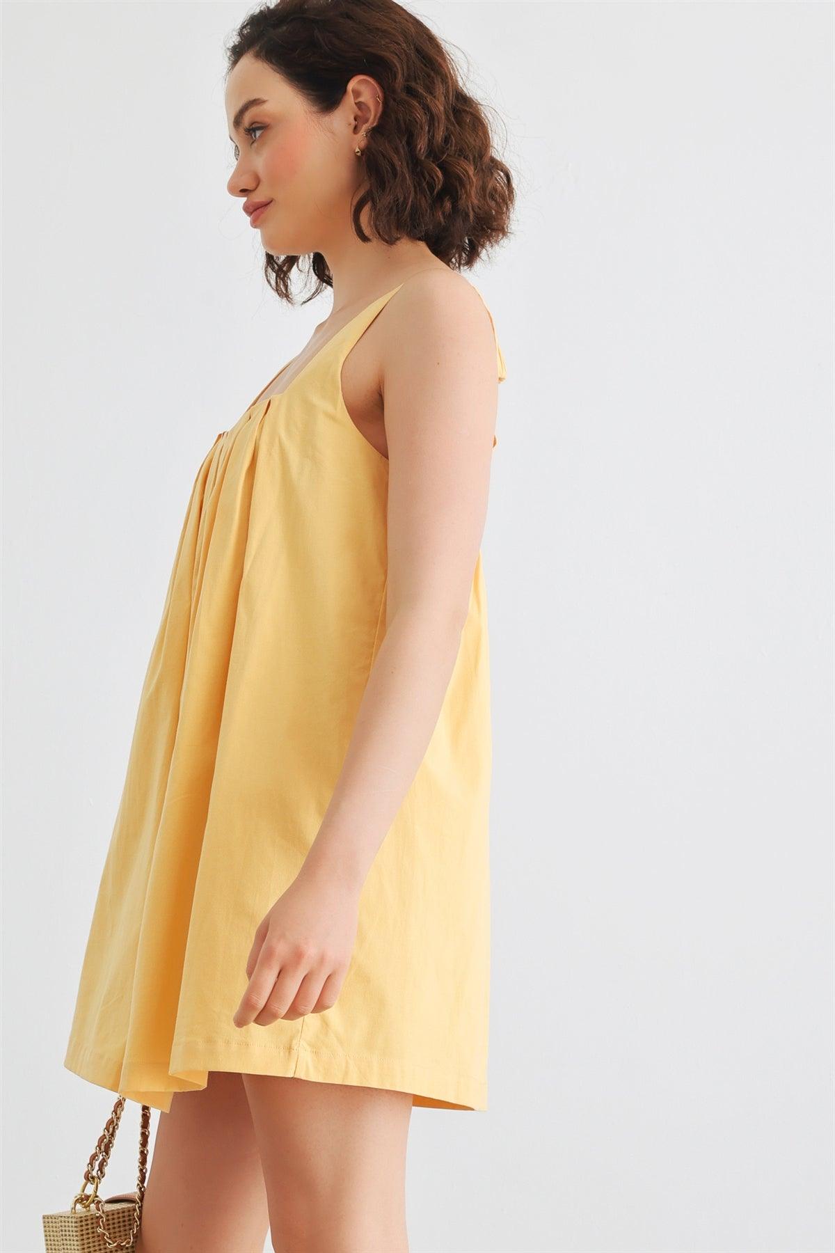 Dusty Yellow Cotton Sleeveless Mini Dress /1-3-2-1