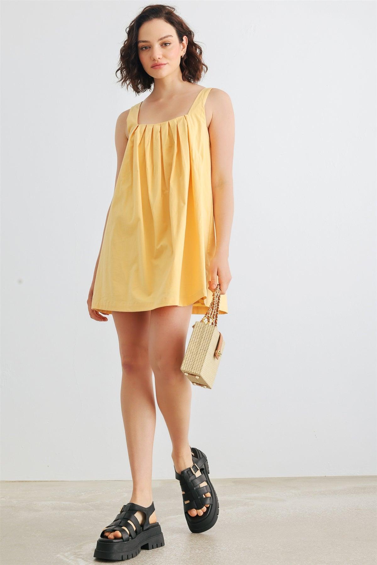 Dusty Yellow Cotton Sleeveless Mini Dress /1-3-2-1