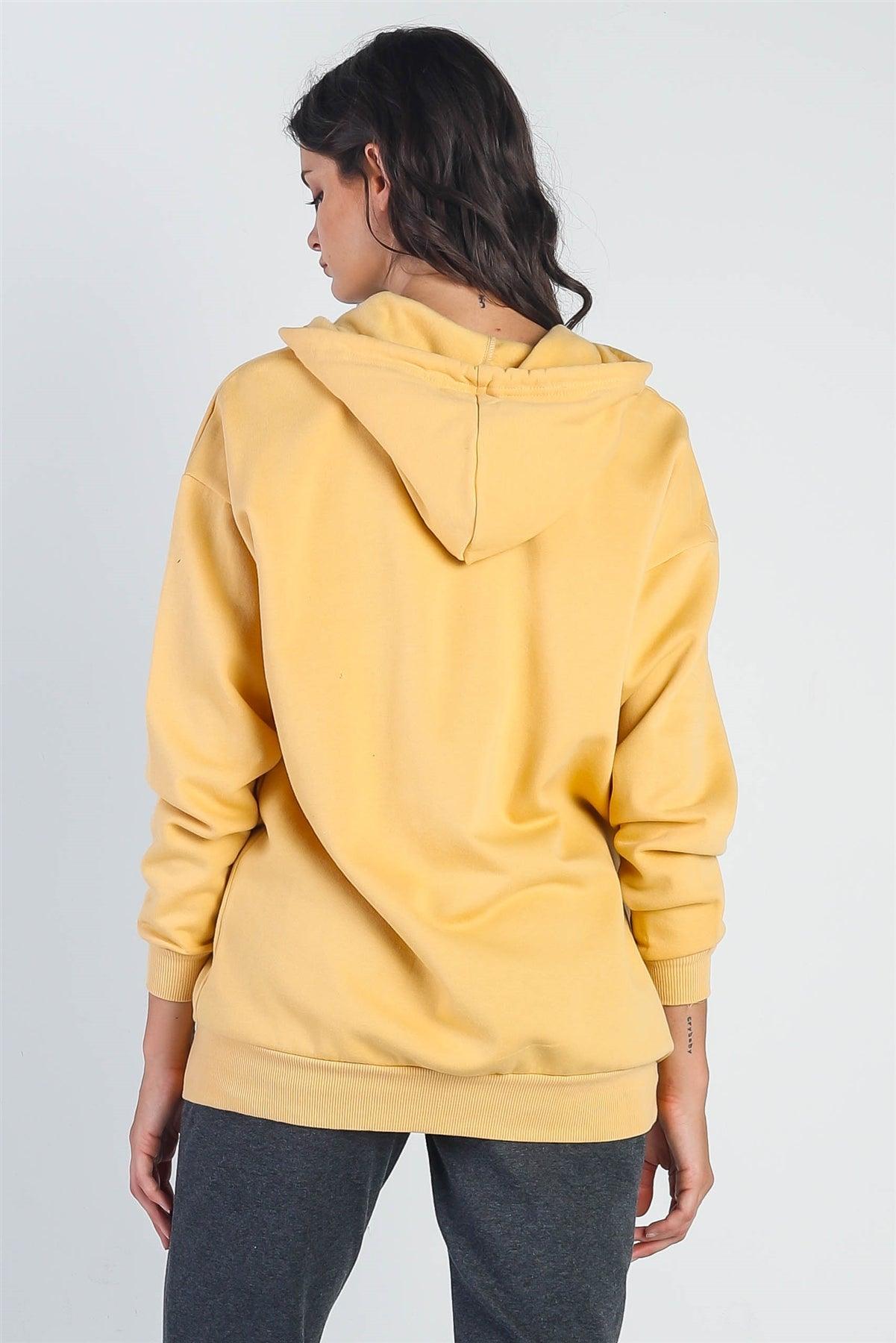 Vanilla Zip-Up Two Pocket Hooded Long Sleeve Sweatshirt