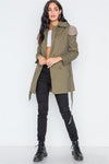 Olive Double Breasted Long Sleeve Trench Coat /1-2-2