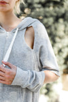 Grey Casual Cut Outs Zip-Up Hoodie Jacket /2-2-1