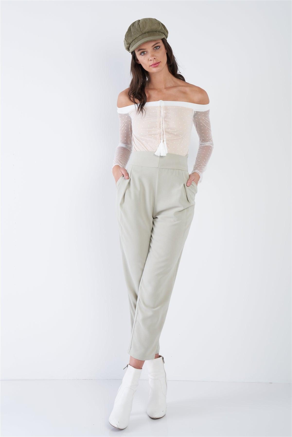 Pastel Sage Green Ankle Skinny Leg Dress Pants  /3-2-1