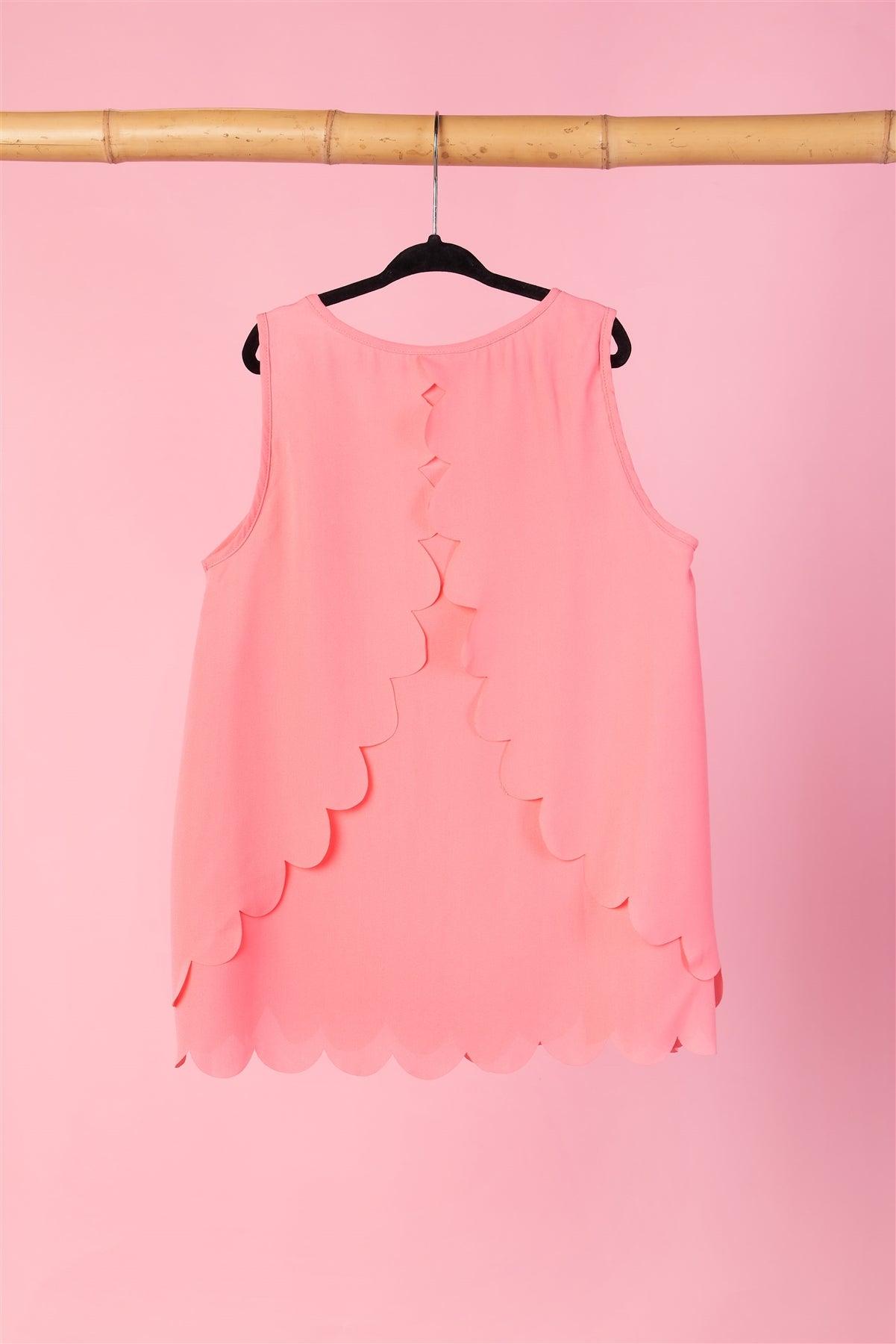 Girls Pink Scallop Trim Top /2-2-2