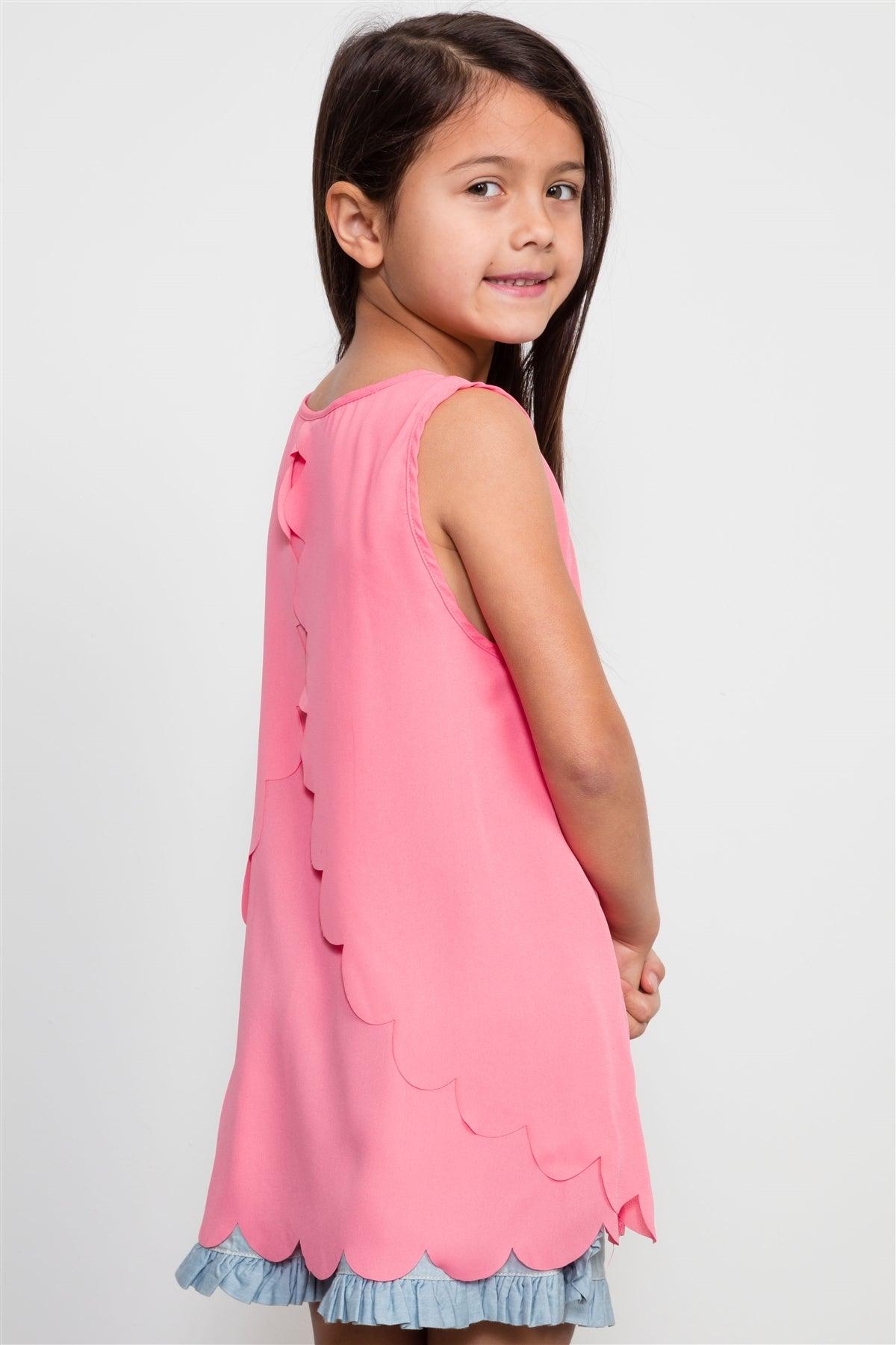 Girls Pink Scallop Trim Top /2-2-2