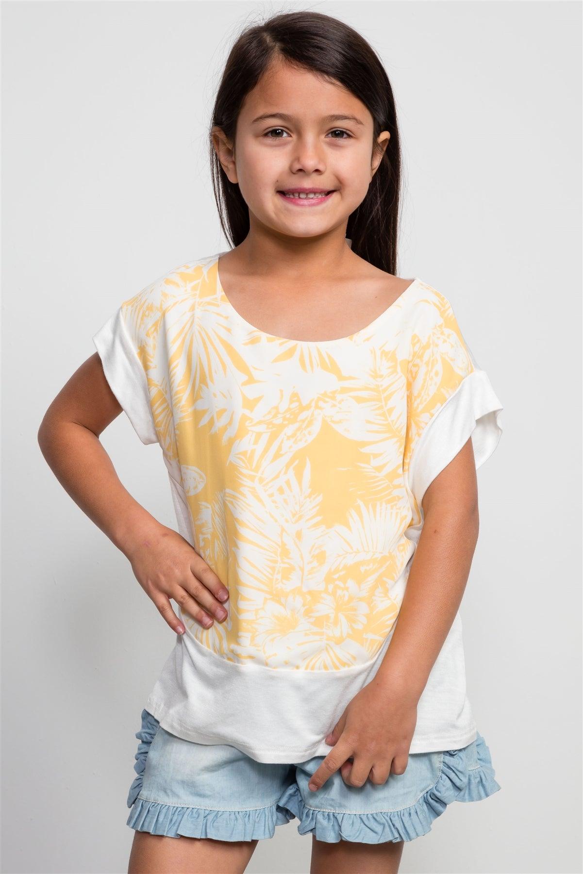 Girls Flower Print Yellow Top / 1-2-2-1