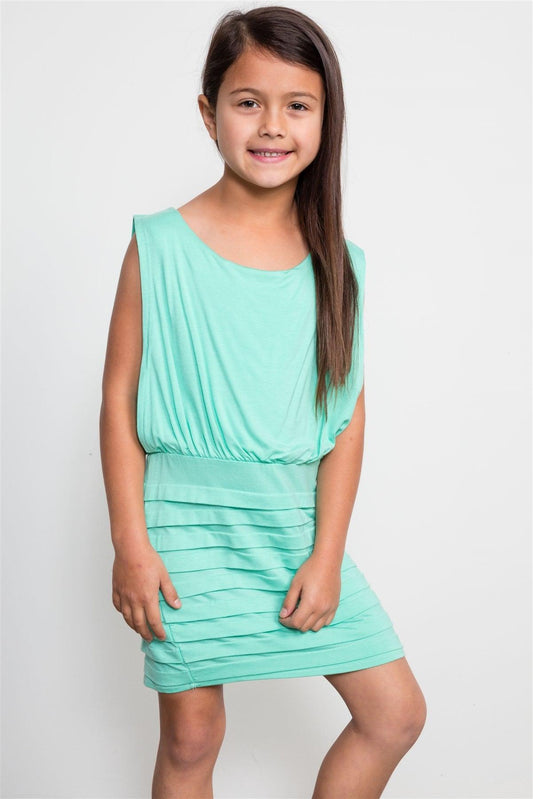 Girls Mint Bodycon Open Back Dress / 1-2-1