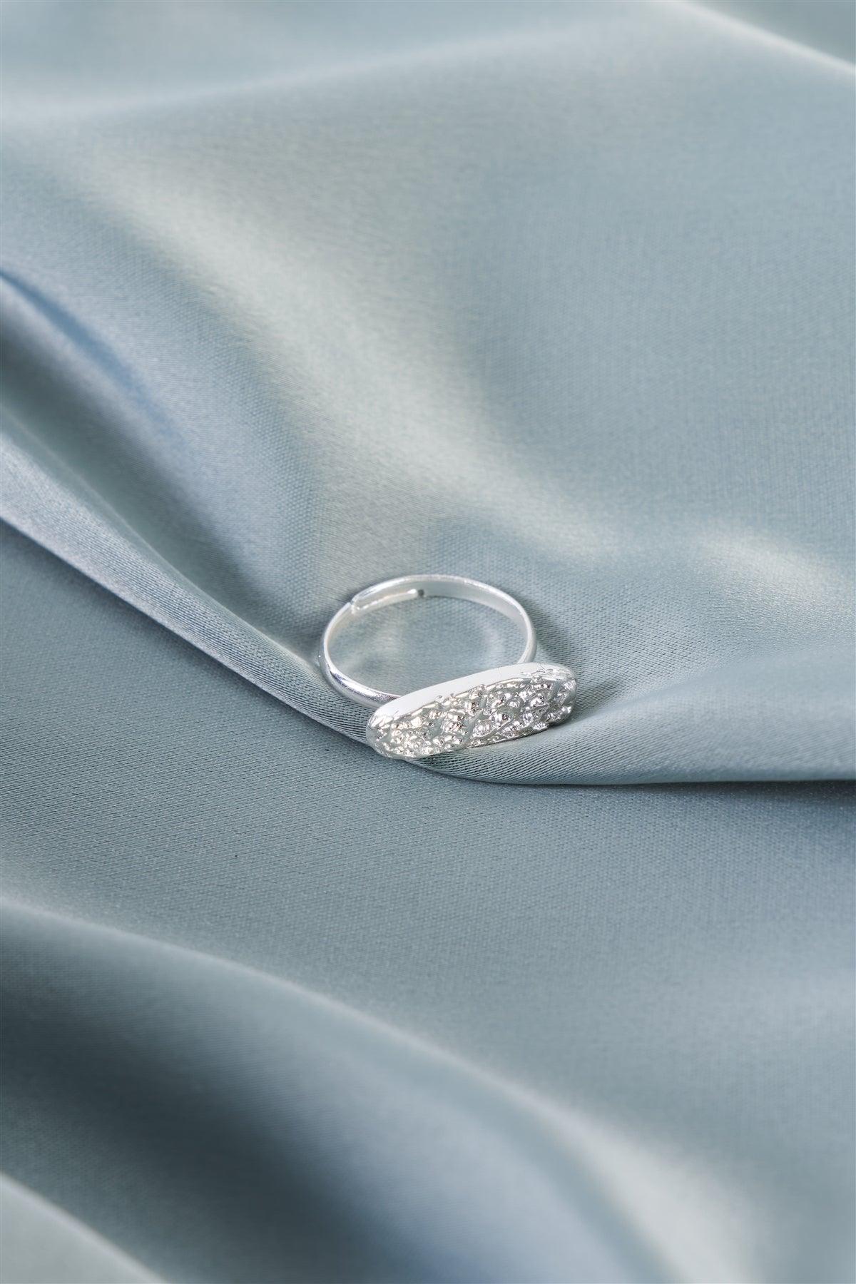 Silver Metallic Bar Ring /6 Pieces