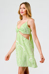 Lime & White Abstract Knot Cut-Out Side Mini Dress /3-2-1