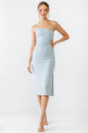 Light Blue One Shoulder Cut-Out Side Midi Dress /3-2-1