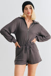 Charcoal Zip-Up Mock Neck Two Pocket Long Sleeve Romper /1-2-2-1