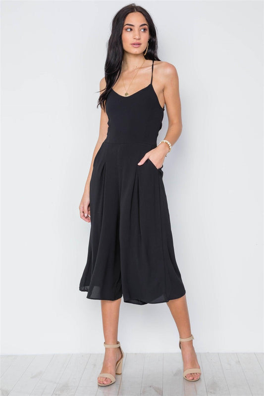 Black Cami Wide Leg Capri Jumpsuit / 2-2-2