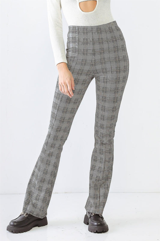 White & Black Plaid High Waist Pants /2-1-2-1