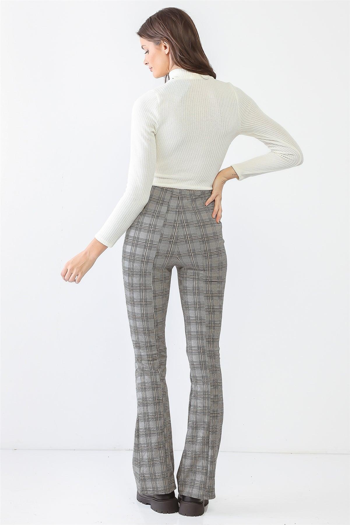 White & Black Plaid High Waist Pants /2-1-2-1