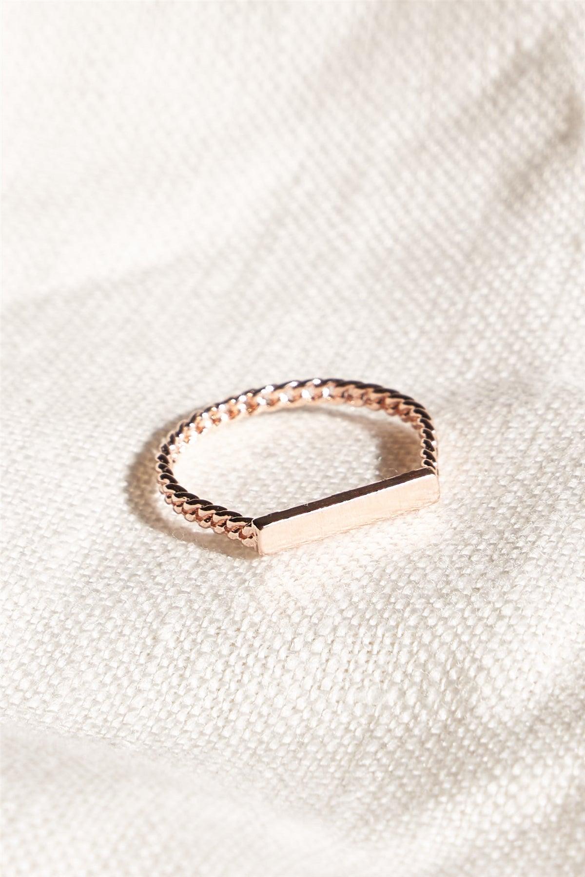 Rose Gold Chain Link Bar Ring /6 Pieces