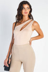 Mocha One Shoulder Cut-Out Detail Bodysuit /3-2-1