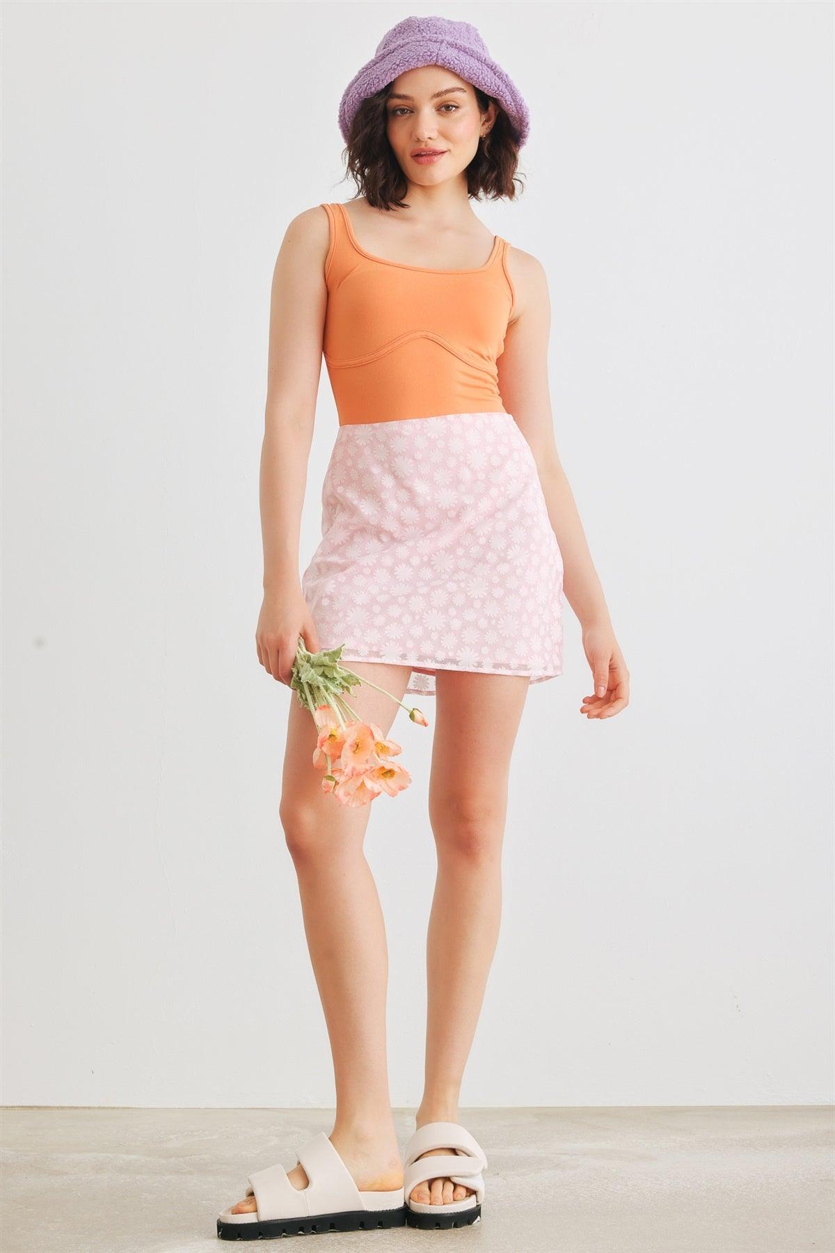 Apricot Sleeveless Square Neck Bodysuit /1-1-1