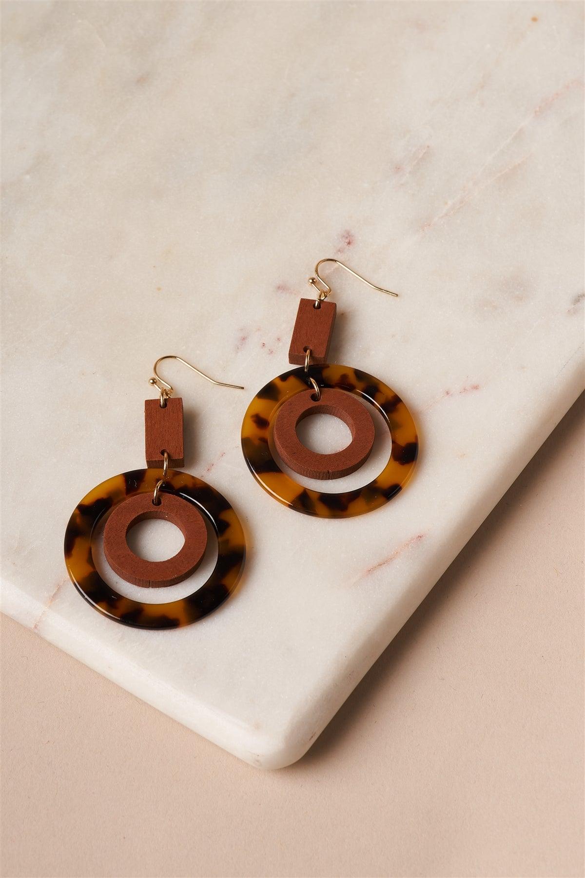 Circle Acetate Dangle Drop Earrings /6 Pairs