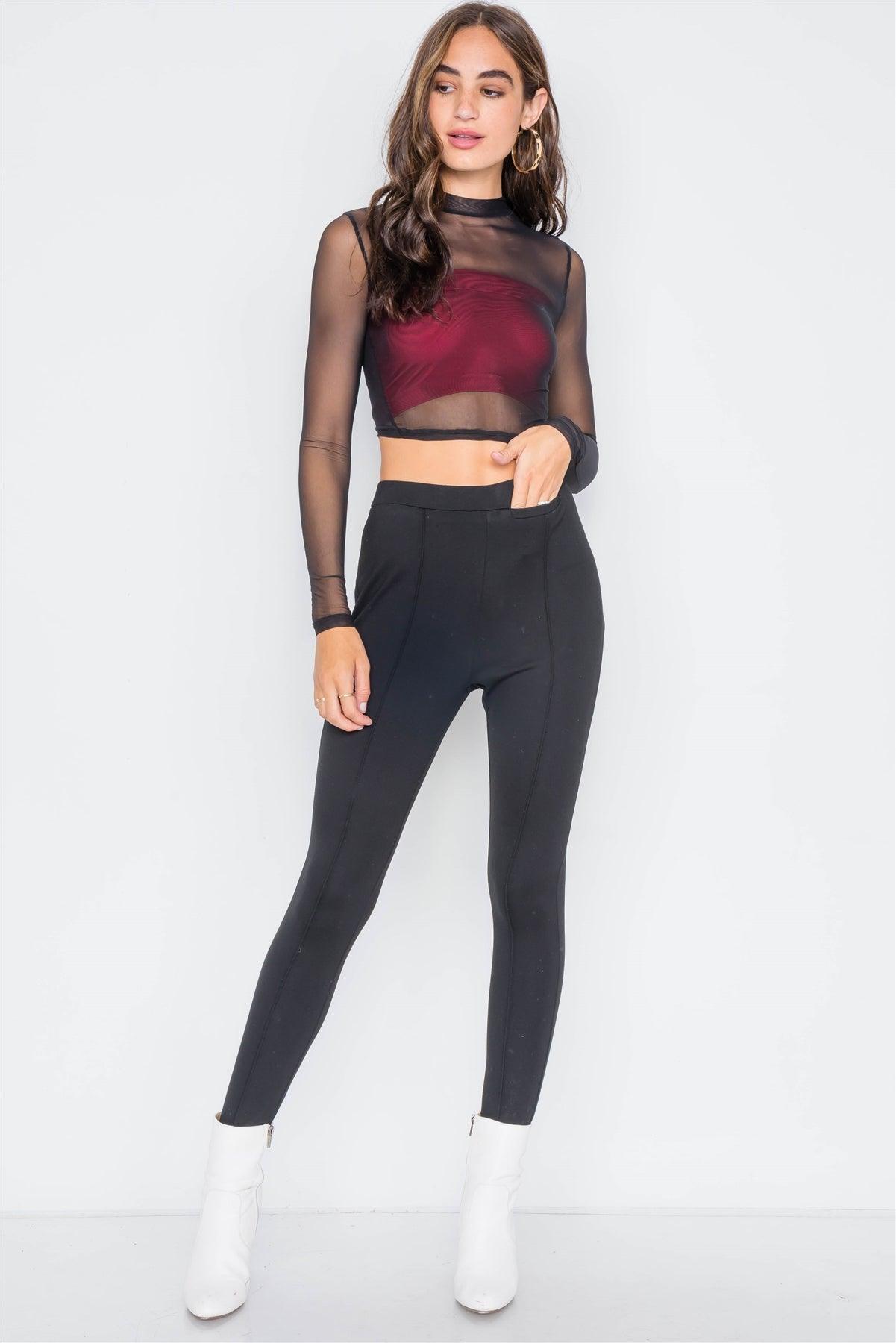 Black Thick Knit Leggings Pant / 2-2-2